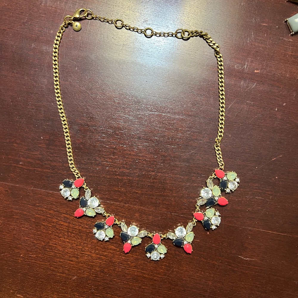 J. Crew Black and Choral Statement Necklace